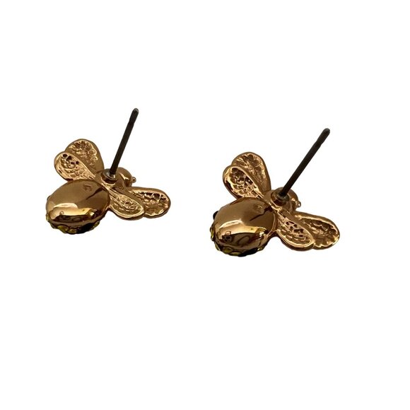 Kate Spade Picnic Perfect Pave Crystals Gold Plated Bee Stud Earrings - Picture 3 of 5